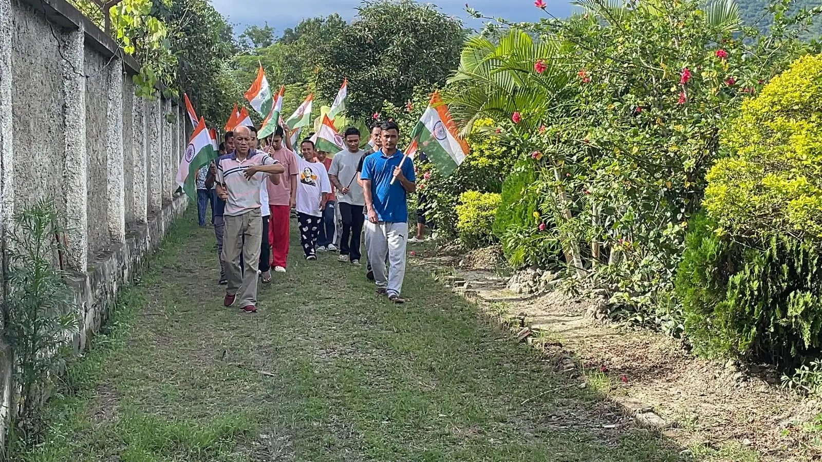 Tiranga march inside the Kripa Foundation IRCA campus, Koirengei